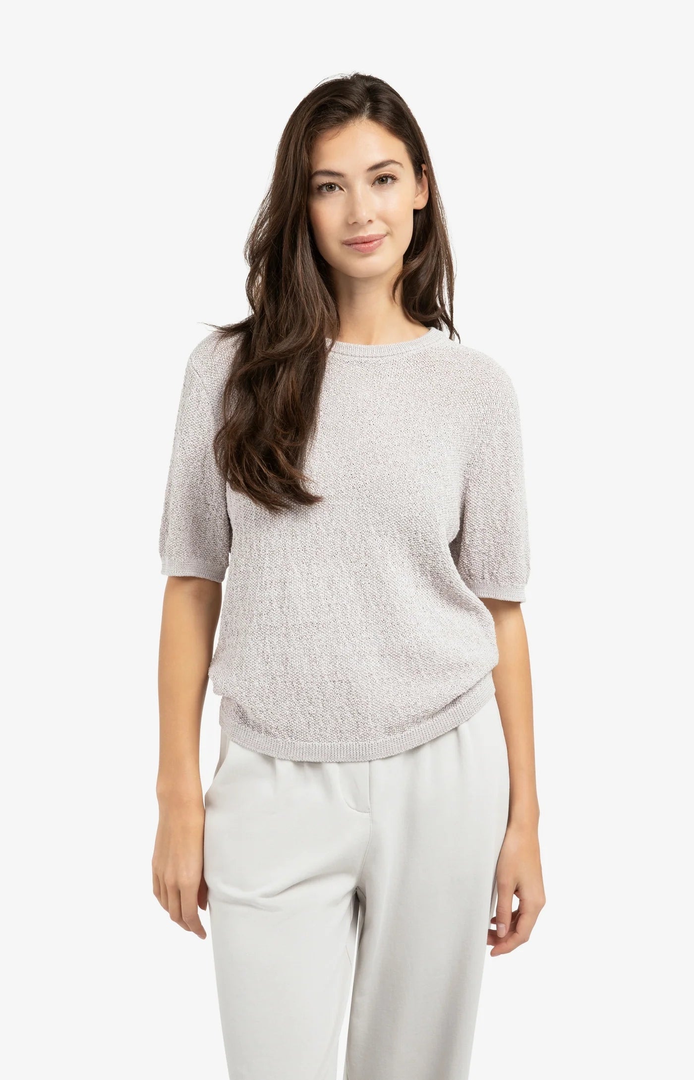 Yaya Textured SS Sweater - Mauve