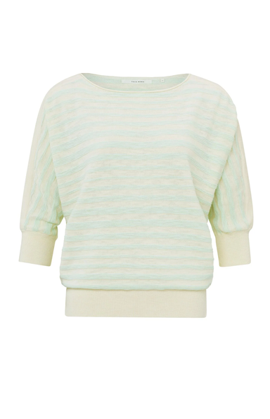 Yaya Textured Stripe Sweater - Mint Green Clothing - Tops - Sweaters - Pullovers - Fine Gauge Pullovers by Yaya | Grace the Boutique