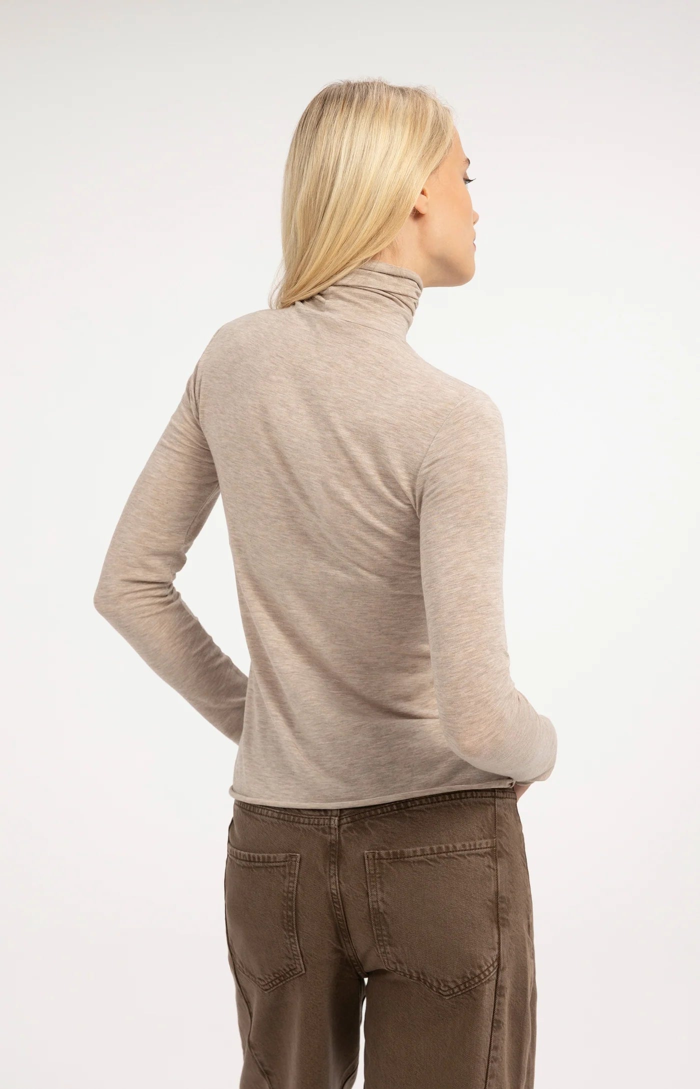 Yaya Thin Turtleneck - Beige