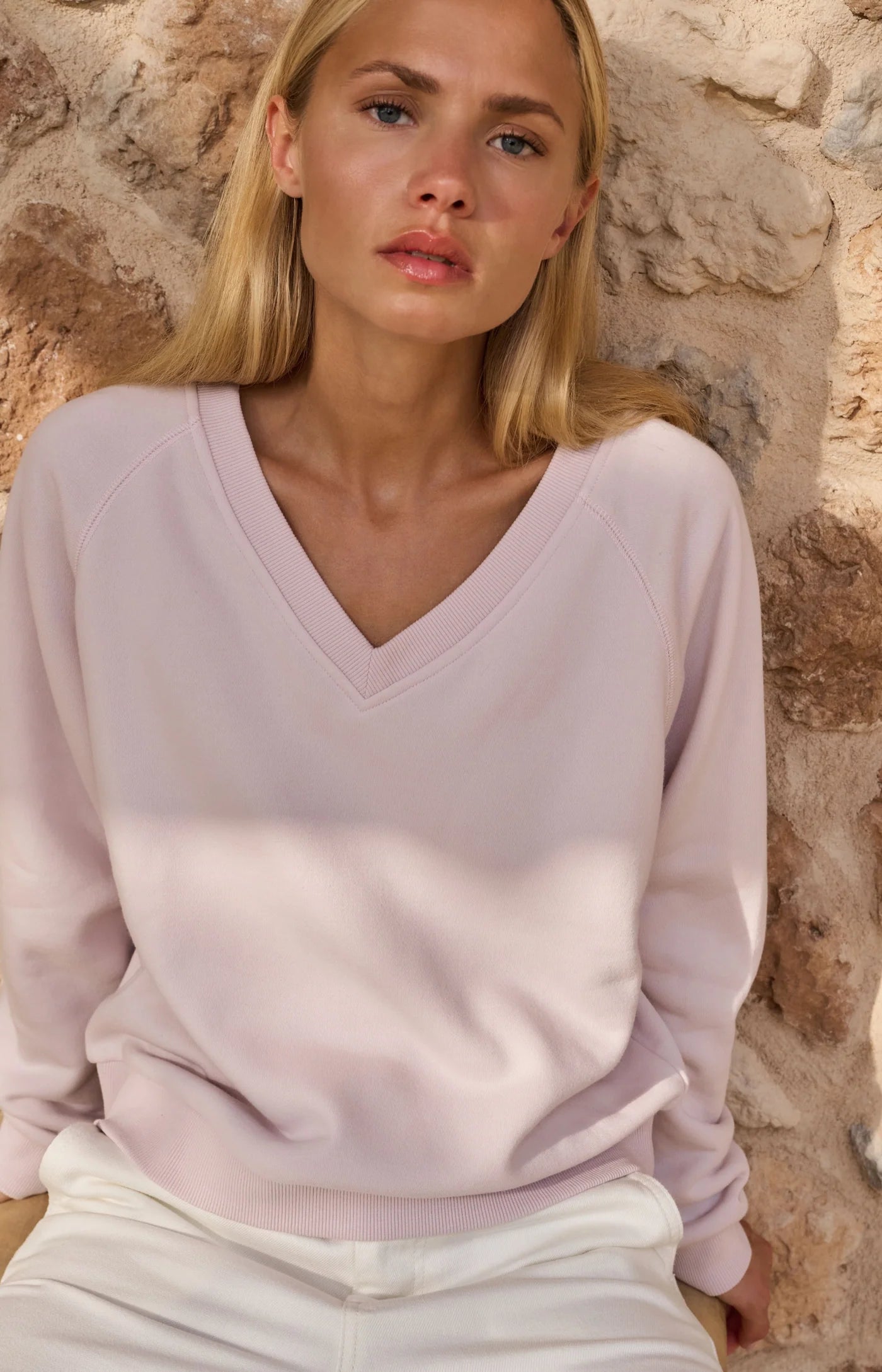 Yaya V Neck Sweatshirt - Lilac