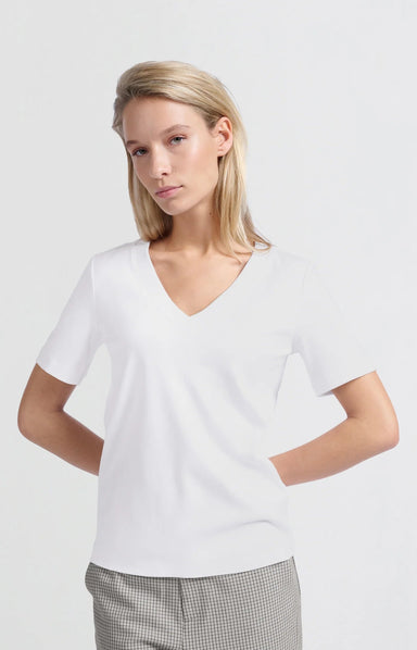 Yaya V-Neck Tee - Pure White Clothing - Tops - Shirts - SS Knits by Yaya | Grace the Boutique