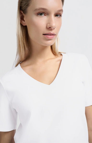 Yaya V-Neck Tee - Pure White Clothing - Tops - Shirts - SS Knits by Yaya | Grace the Boutique