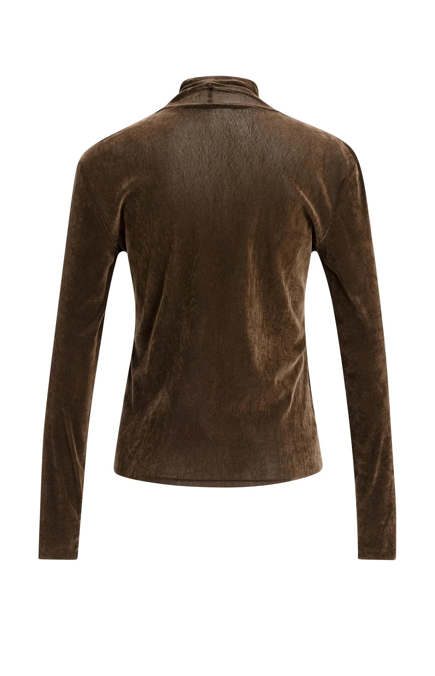 Yaya Velvet Mesh Top - Cocoa Brown