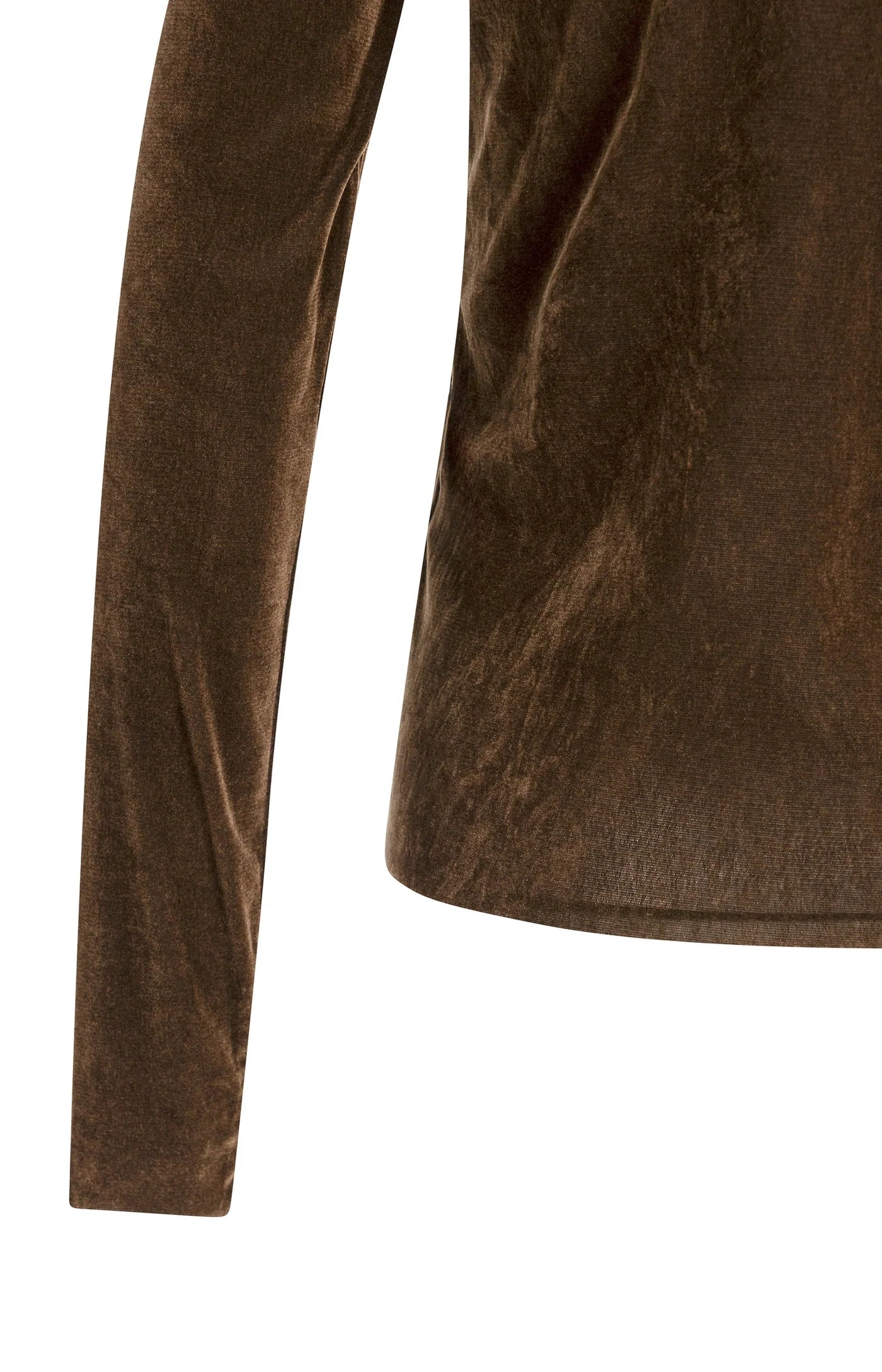 Yaya Velvet Mesh Top - Cocoa Brown