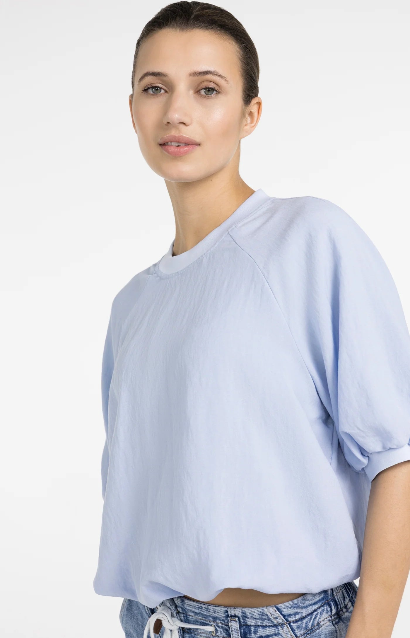 Yaya Woven Balloon Tee - Light Blue