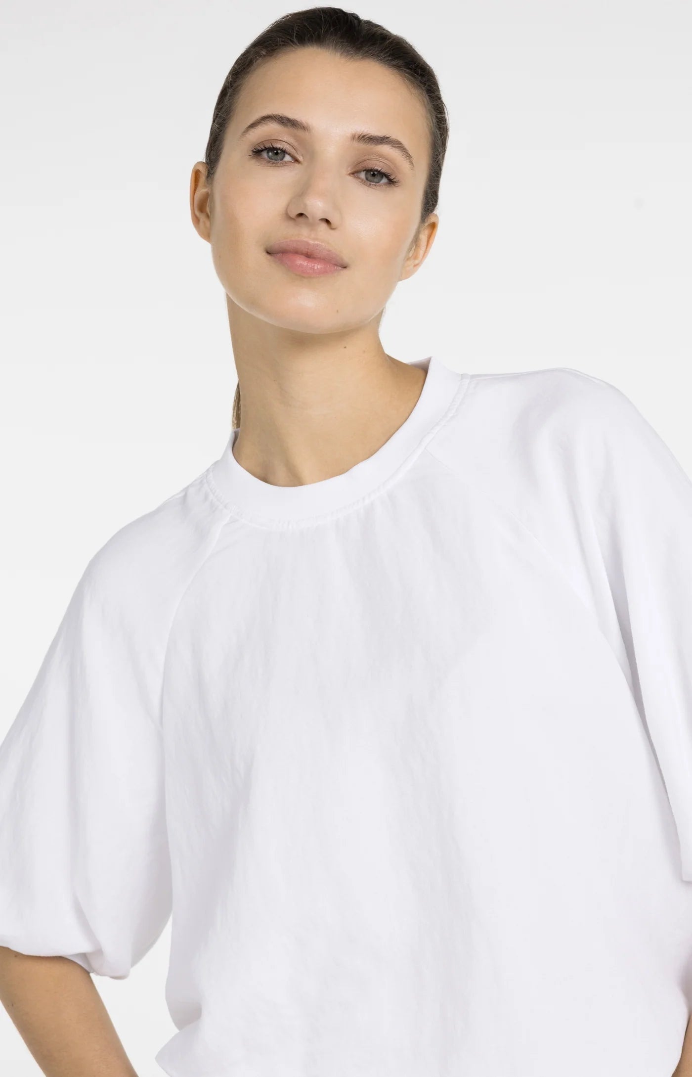 Yaya Woven Balloon Tee - White