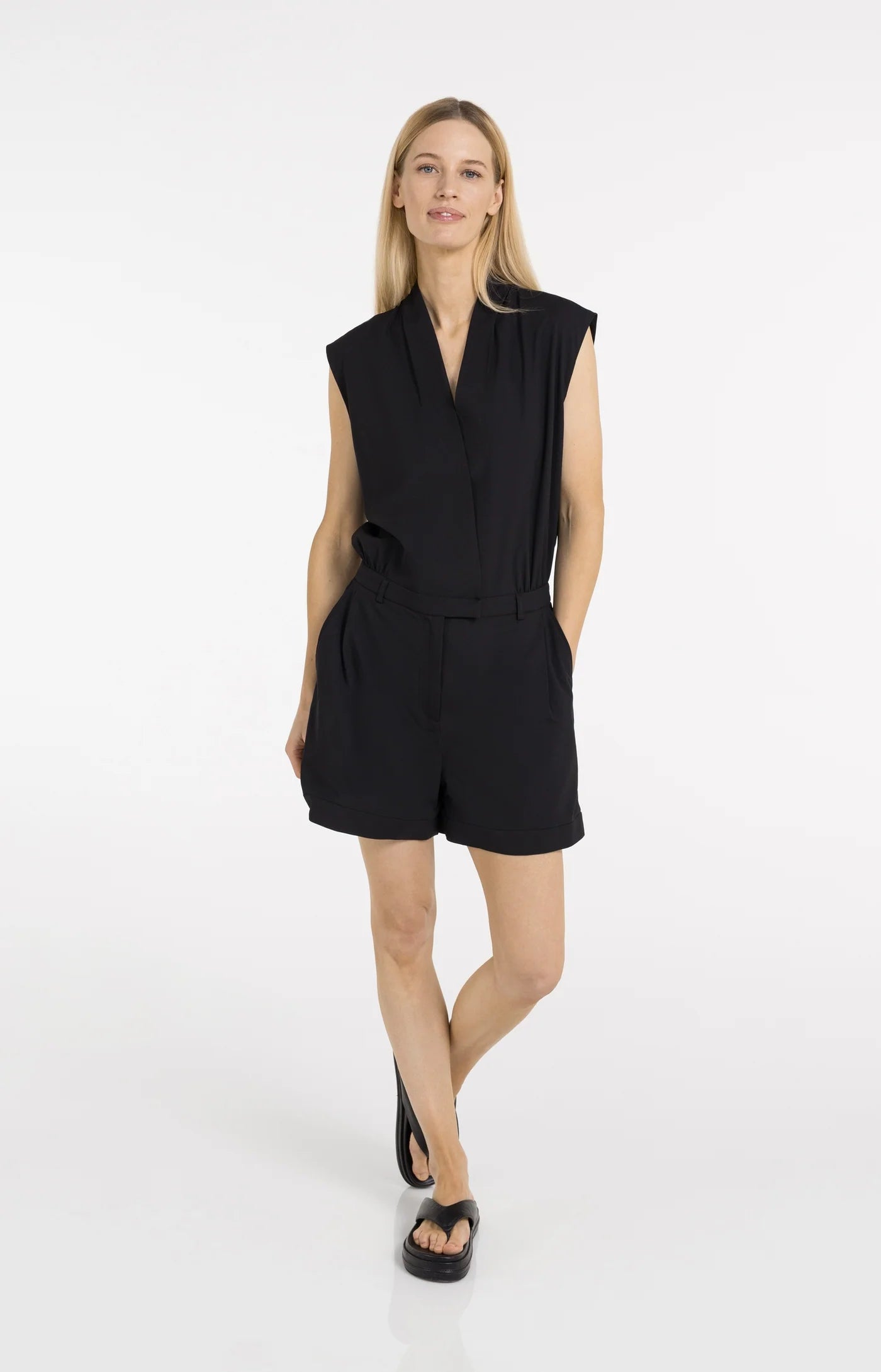 Yaya Woven Sleeveless Romper - Black
