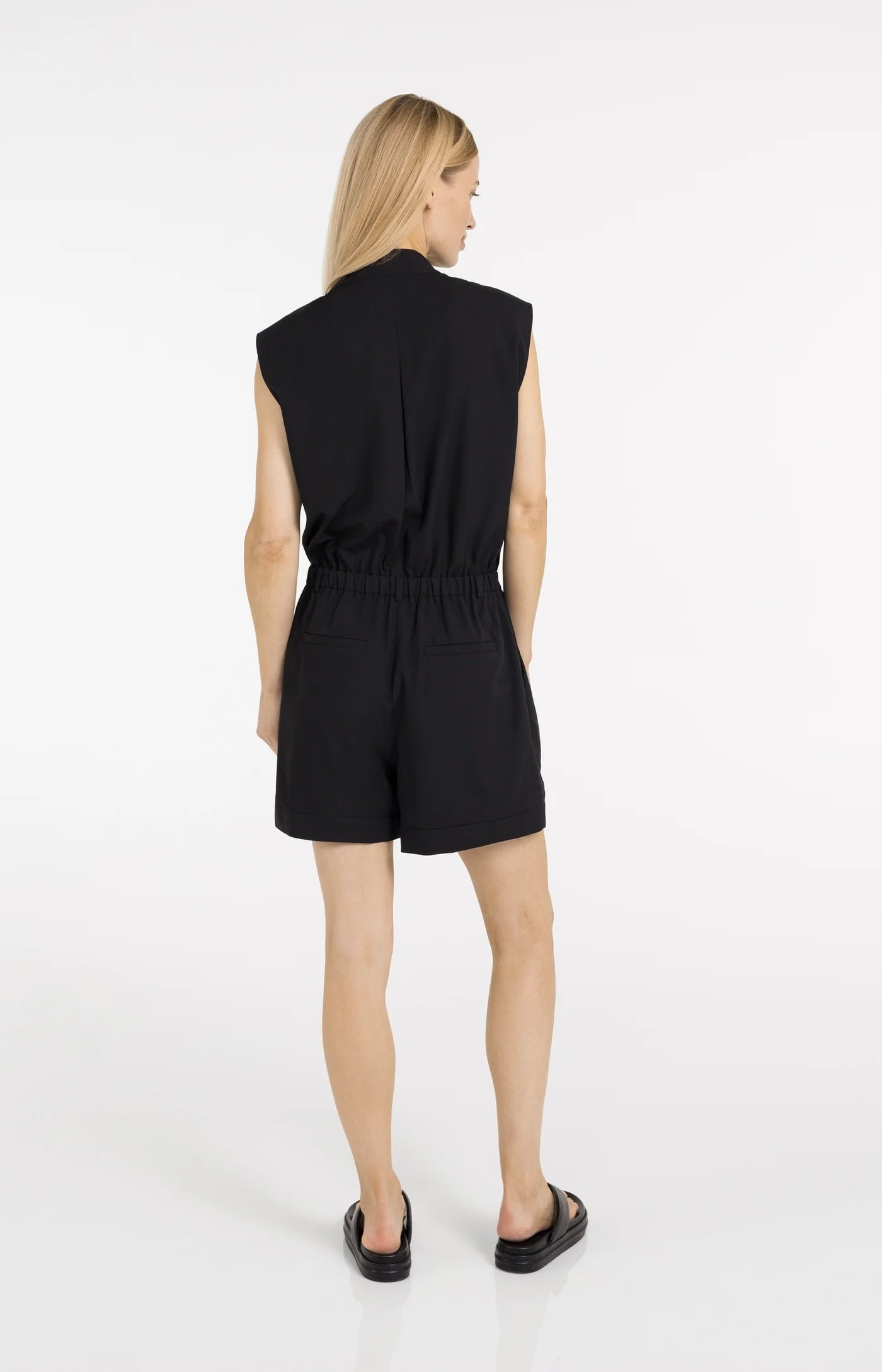Yaya Woven Sleeveless Romper - Black