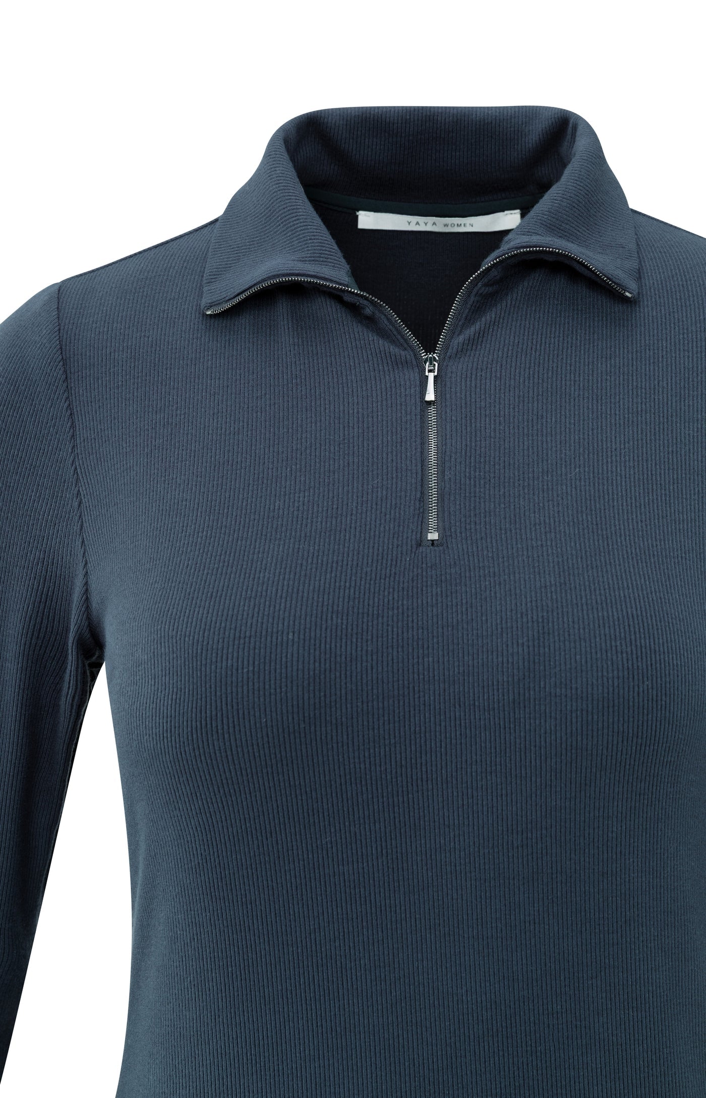 Yaya Zipper Collar Long Sleeve - Collegiate Blue